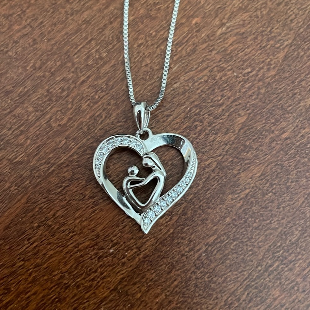 Mother and child pendant with chain